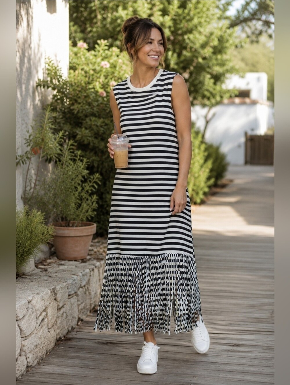 Zarina Casual Fringe Maxi Dress